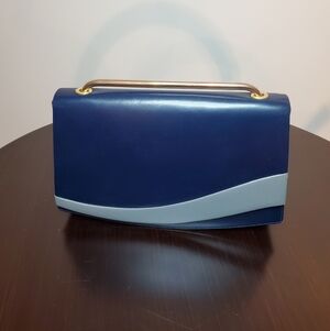 Unique Mid Century Modern Japanese Colorblock Leather Handbag